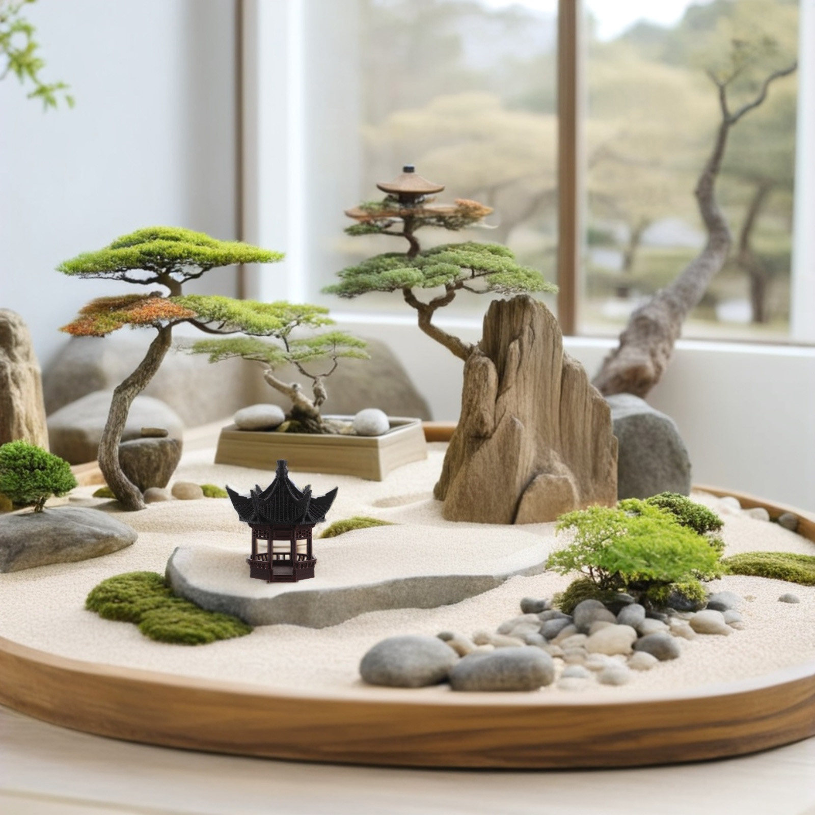 Bonsai Garden Landscape Design - 미니어처 파고다 장식, 우아한 아시아풍 디자인,