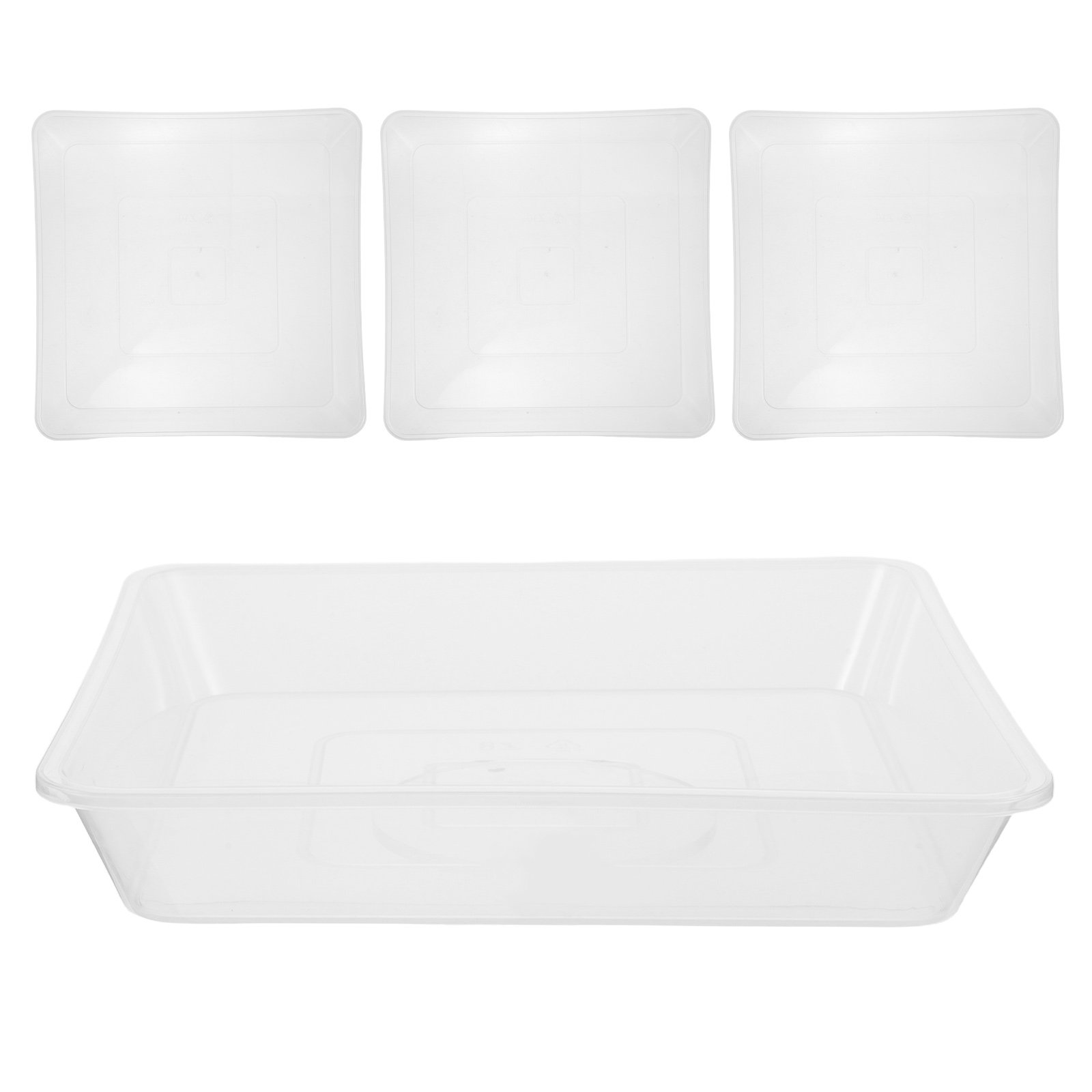 투명한 사각형 화분 받침 4개 세트, 두꺼운 PP 플라 - Drip Tray Saucer 리뷰 및 가격