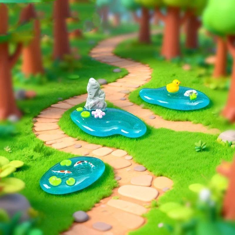 【S】미니 레진 연못 장식품, 잉어, 오리, 연꽃 디자 - Bonsai Garden With Koi Pond 리뷰 및 가격